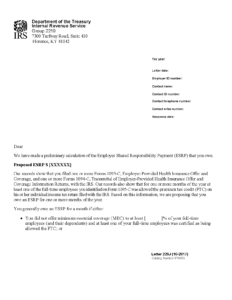 IRS Letter 226J, Proposed Employer Shared Responsibility Payment