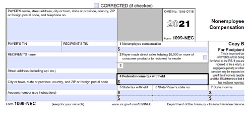 Form 1099 NEC For Nonemployee Compensation H R Block