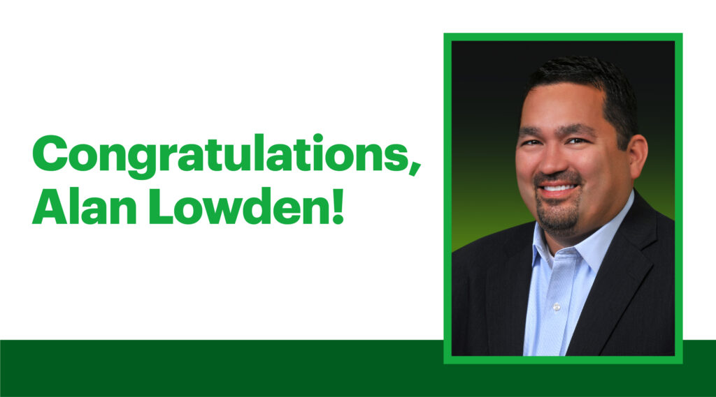 Headshot of Alan Lowden, CIO with text: Congratulations, Alan Lowden!